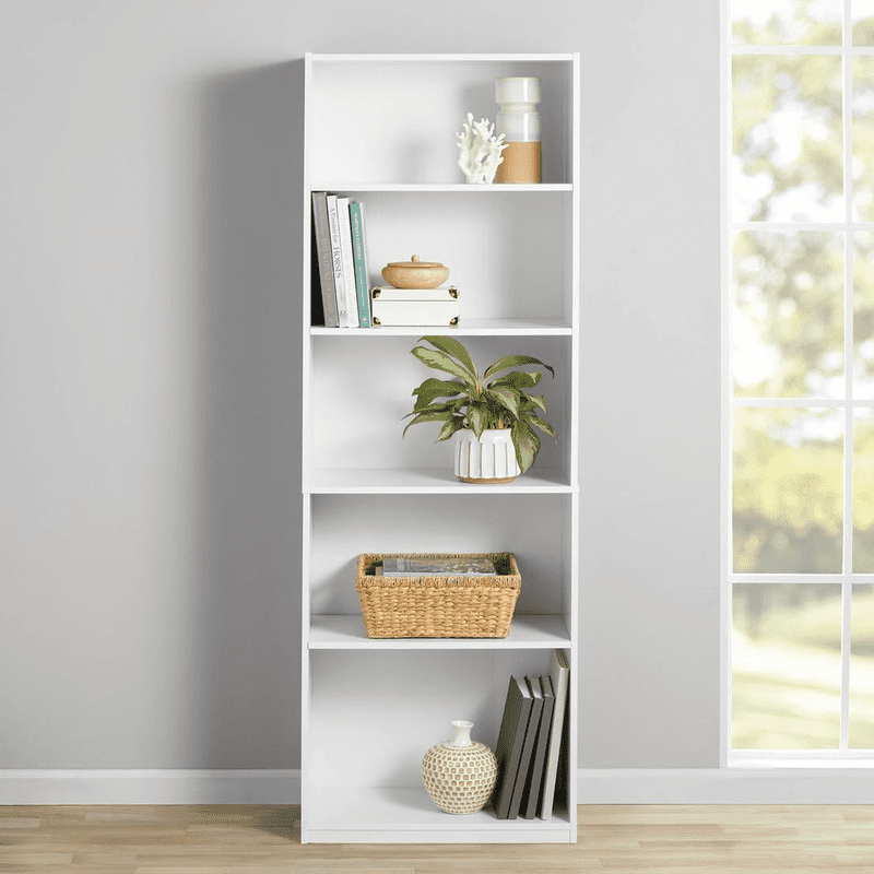 5-Shelf Bookcase with Adjustable Shelves - Multiple Colors