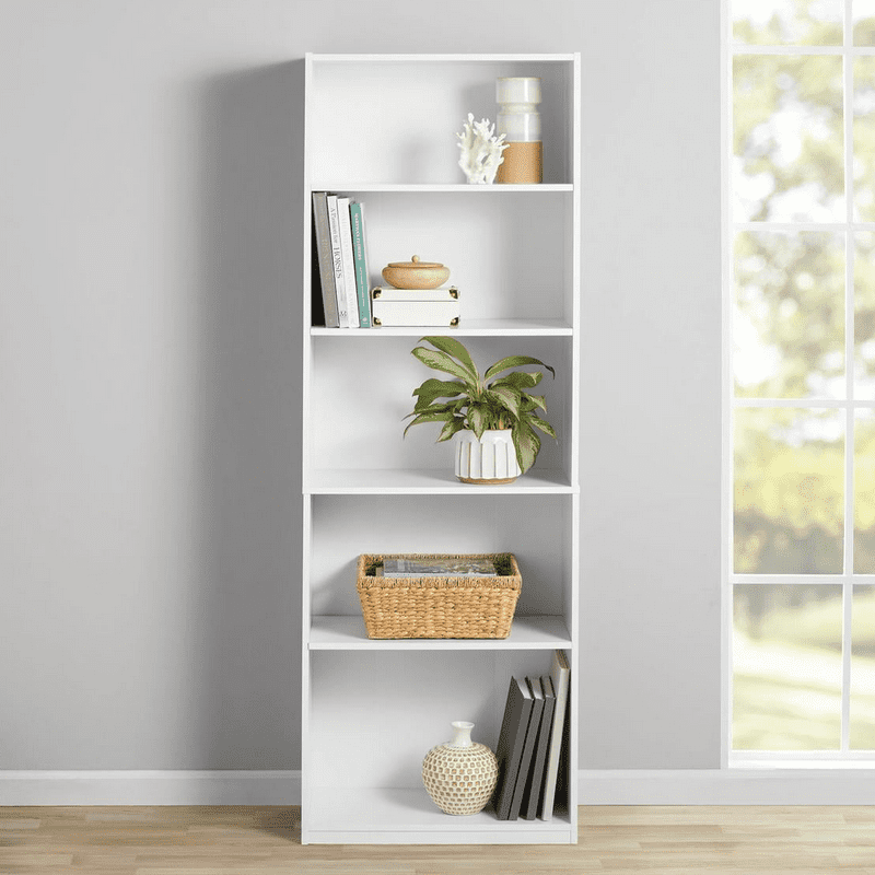5-Shelf Bookcase with Adjustable Shelves - Multiple Colors