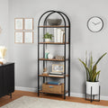 5-Shelf Metal and Wood Open Bookcase - Warm Walnut Finish