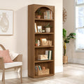 5-Shelf Arch Bookcase with Adjustable Shelves - Warm Walnut