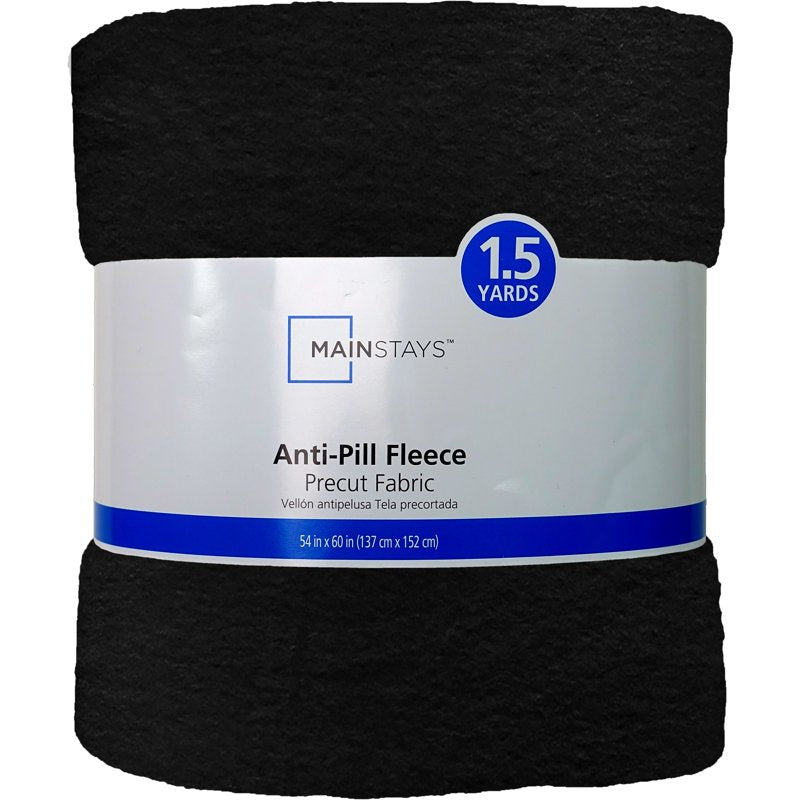 Black Fleece Fabric Precut 58x1.5 Yards - Anti-Pill Plush Polyester for Sewing & Crafts - Single