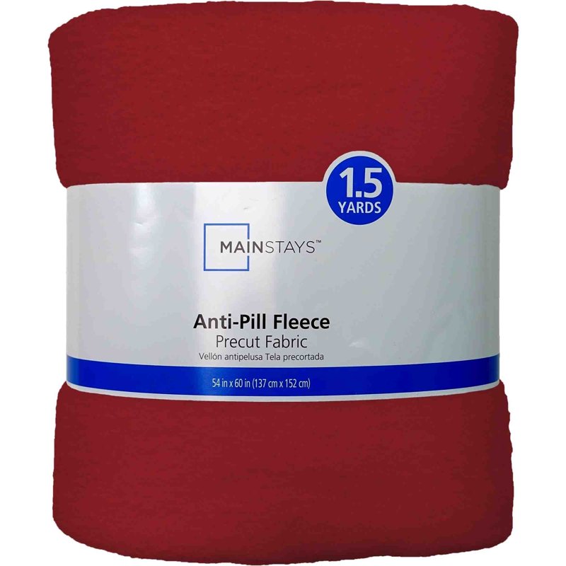 Red Anti-Pill Fleece Fabric Precut 58 x 1.5 Yards for Sewing & Crafts - Single