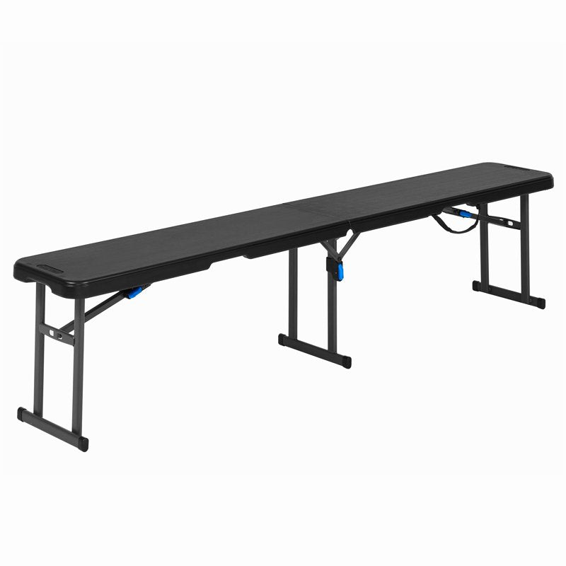 6 ft Fold-in-Half Bench with Carrying Handle, Steel Frame