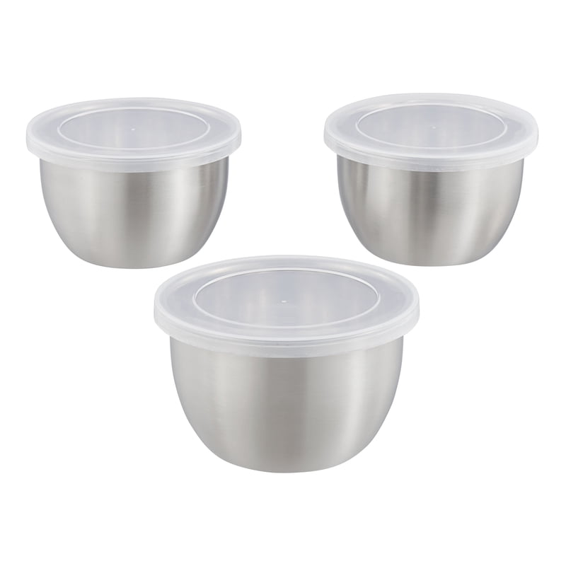 2-Cup Stainless Steel Prep Bowl Set with Lids - 3 Pack