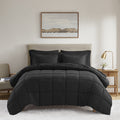 King Reversible Down Alternative Comforter Set - Black, 7-Piece Bedding
