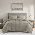 King Reversible Down Alternative Comforter & Sheet Set - Stone, 7 Piece
