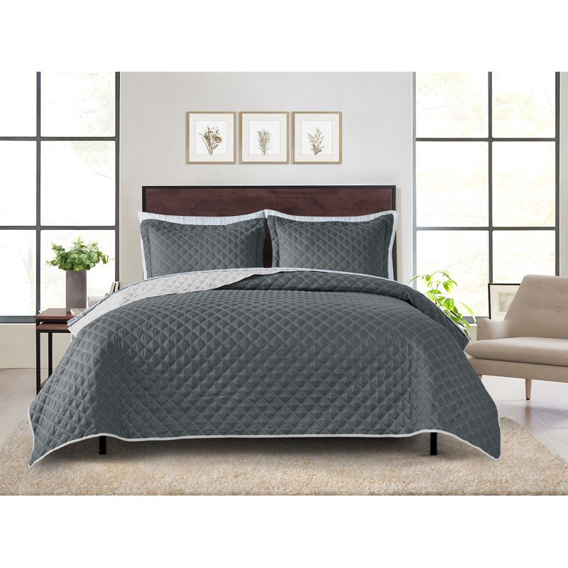 King All-in-One Lightweight Quilt and Sheet Set - Charcoal Gray