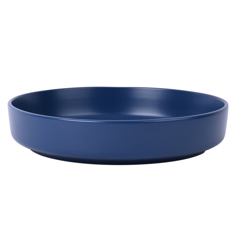 Matte Blue Stoneware Dinner Bowl - Durable & Microwave Safe