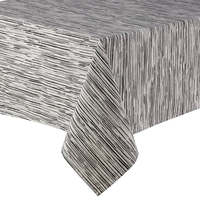 Striped Tablecloth - Black & White, 60" x 102"