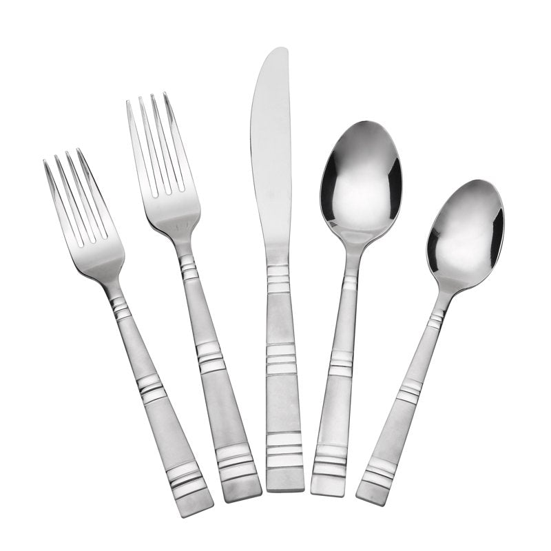 20-Piece Stainless Steel Flatware Set - Ashton Square Design