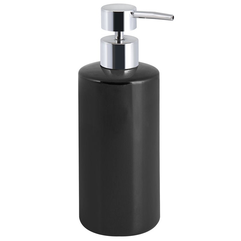 Ceramic Lotion Pump in Rich Black - Bathroom Dispenser with Chrome Pump