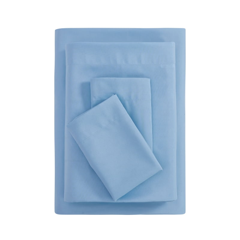 King Microfiber Bed Sheet Set - Light Blue, 4 Piece, Wrinkle-Resistant