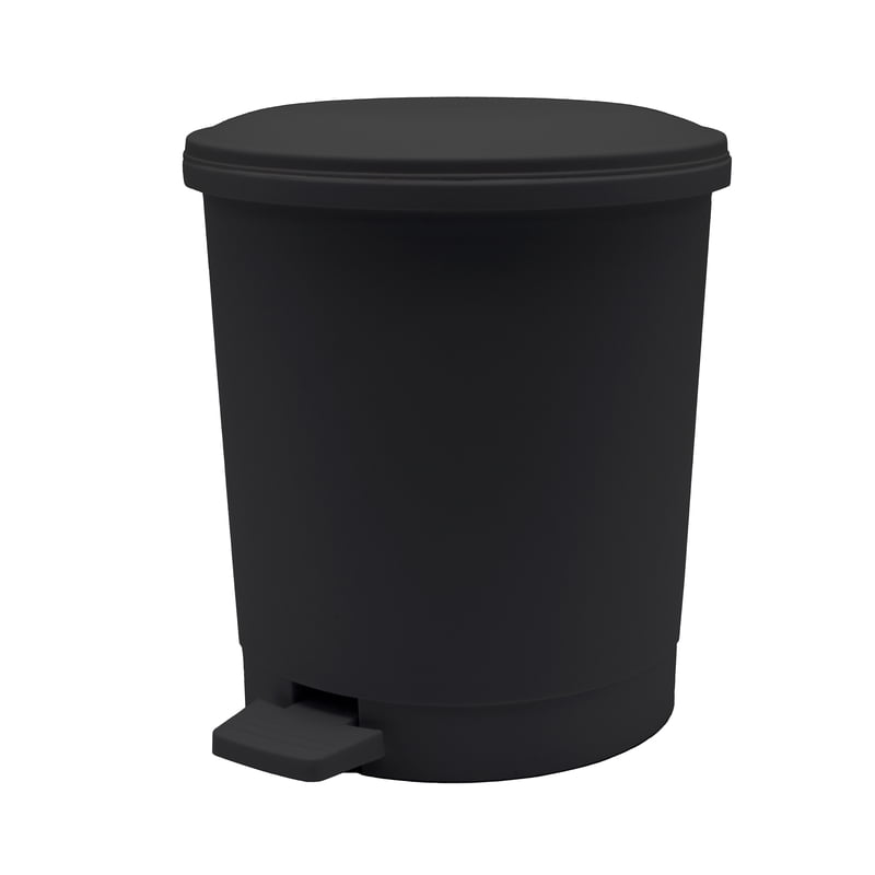 Compact Black Plastic Step Wastebasket - 4L Indoor Bin