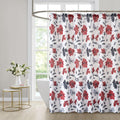 Mainstays Floral Shower Curtain - Black, Red & Gray, 72 x 72 Inches, Polyester, Reinforced Grommets - Curtain