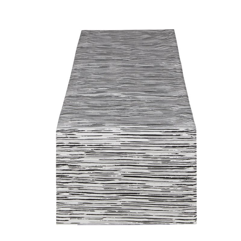 Black and White Striped Table Runner - 14" x 72"