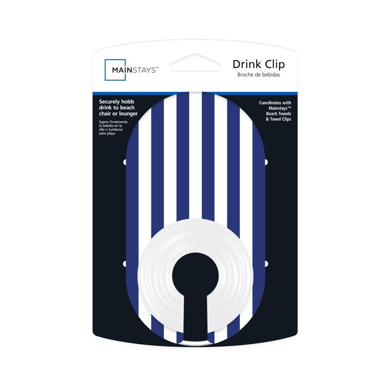 Drink Clip - Blue Stripe, Sturdy Double-Sided Drink Holder