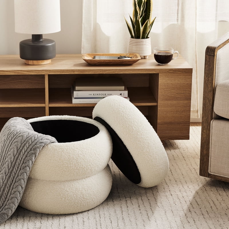 Cloud Storage Ottoman - Boucle Design, Multiple Colors