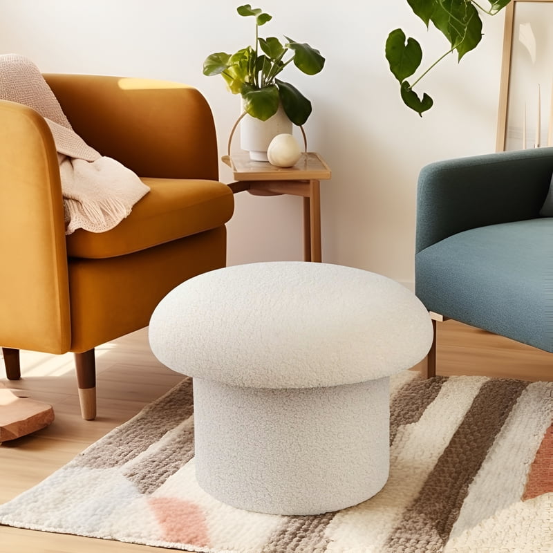 Upholstered Mushroom Storage Ottoman with Hidden Compartment