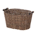 Single Oval Seagrass Storage Basket with Wooden Handles - Brown, 8.31x10x14.31 in
