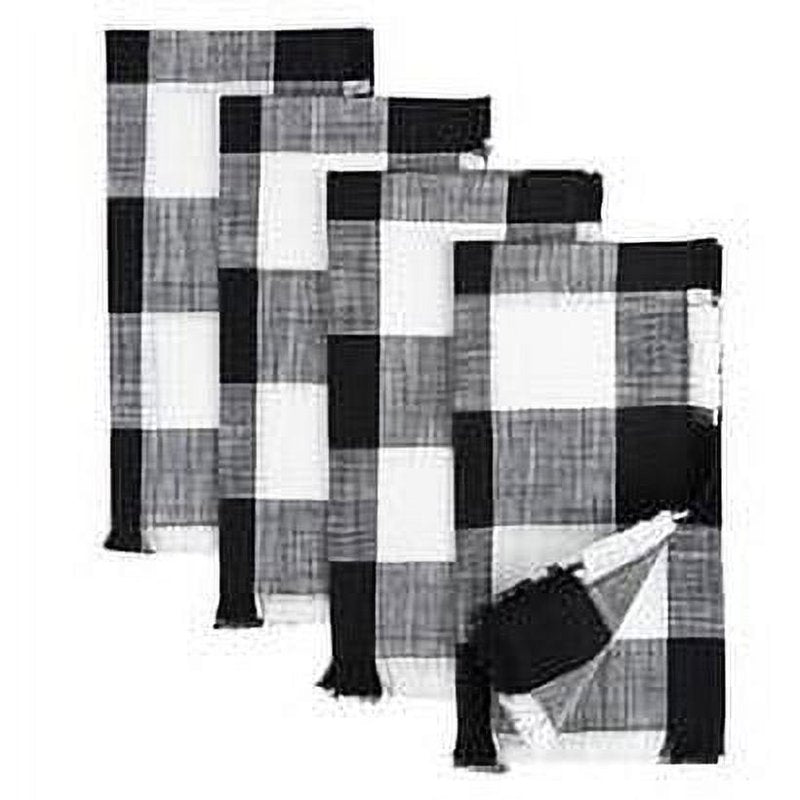 Buffalo Plaid Cotton Napkin Set - 4 Pack, Black & White
