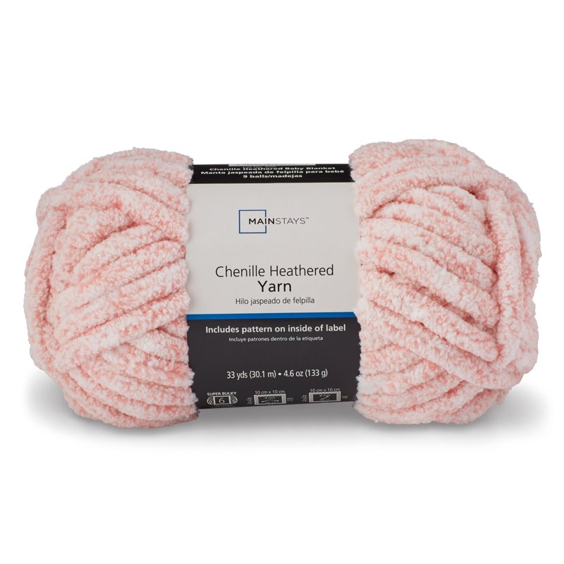 Pink Chenille Heathered Yarn - 33 Yards Super Bulky Knitting & Craft Yarn - Daylily Pink