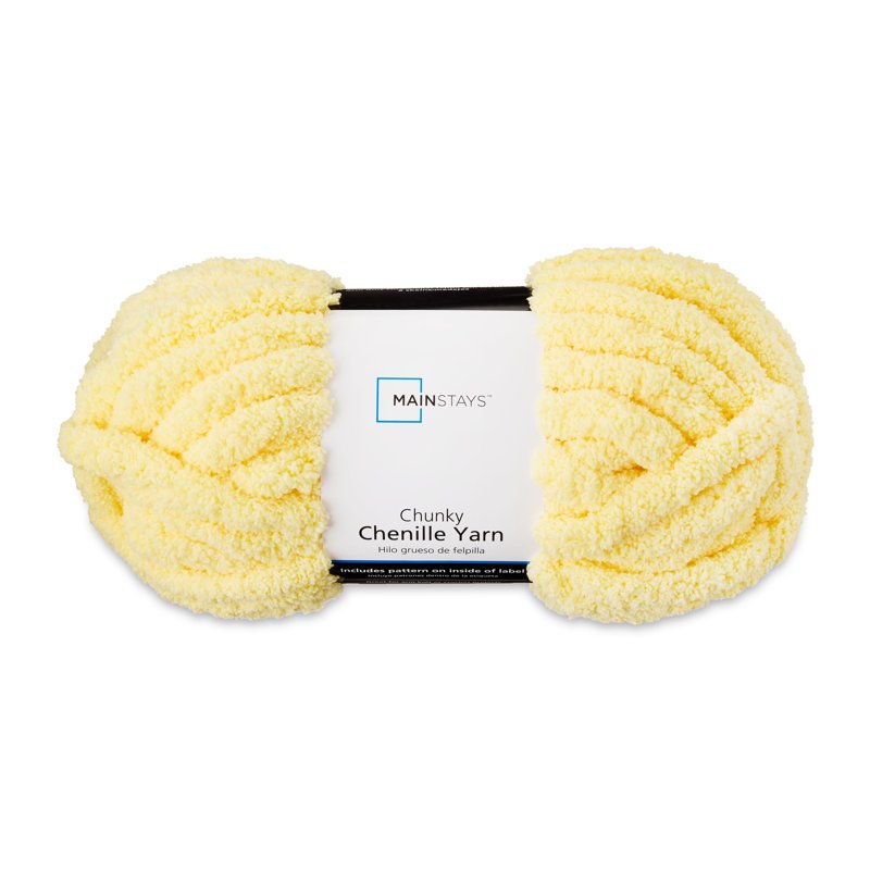 Chunky Chenille Yarn - Lemonade Color, 31.7 Yards, Super Bulky, 100% Polyester