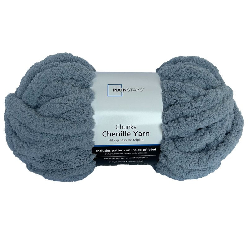 Chunky Chenille Yarn - Light Blue, 31.7 Yards, Soft 100% Polyester, Super Bulky