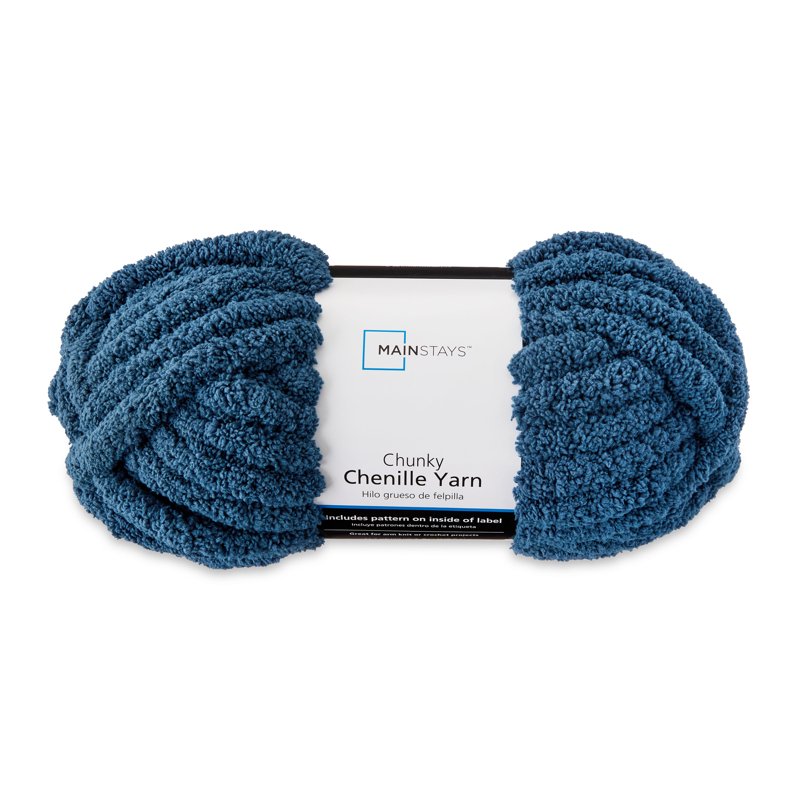 Super Bulky Chenille Yarn with Sparkle - Orion Blue, 31.7 yd, 100% Polyester