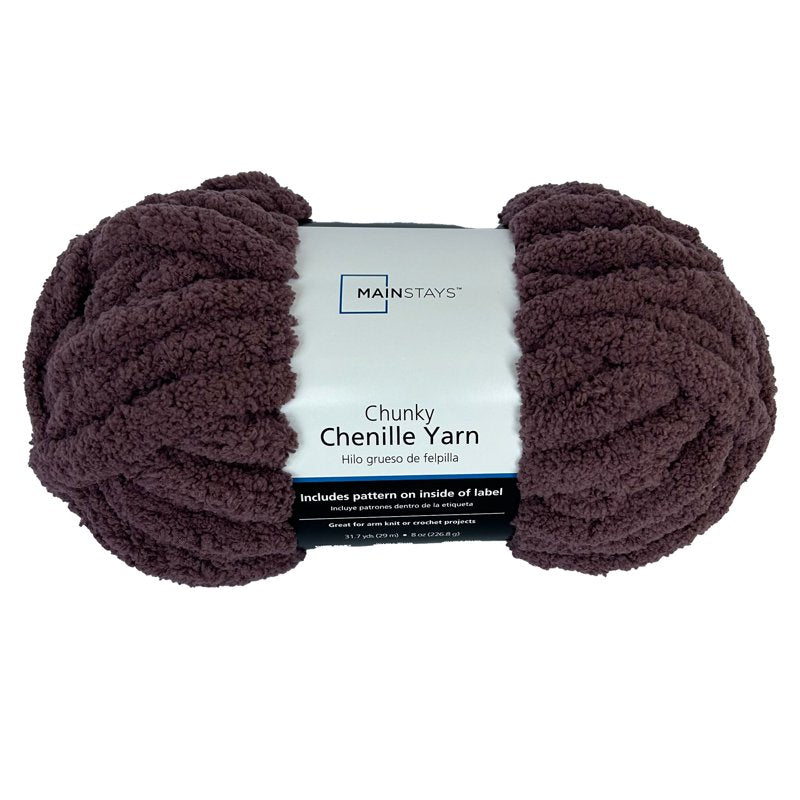 Purple Chunky Chenille Yarn - 31.7 Yards, Super Bulky, 100% Polyester
