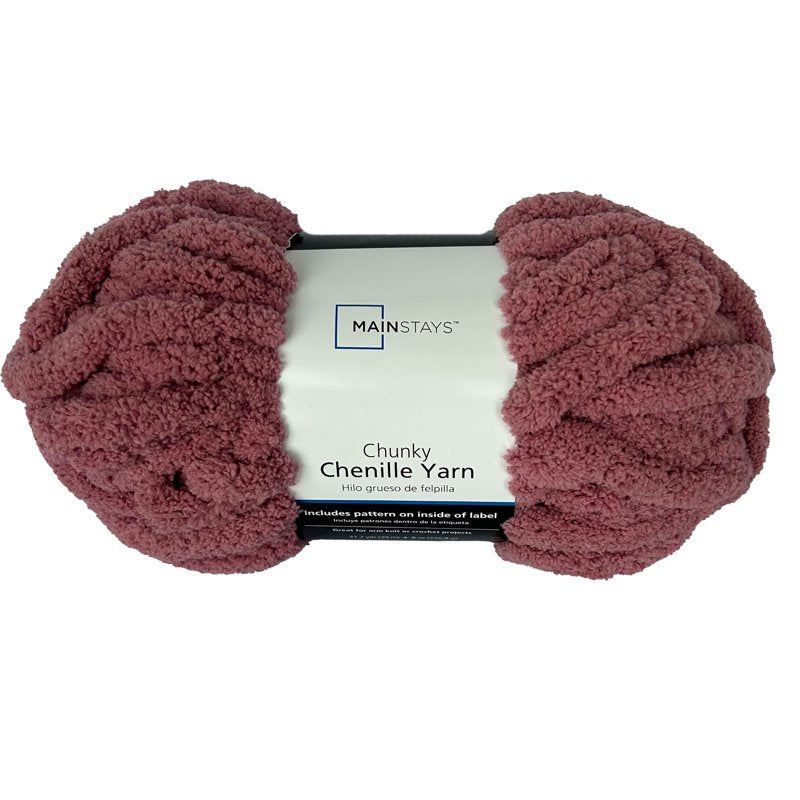 Mainstays Chunky Chenille Yarn - Rose, Super Bulky, 31.7 Yards