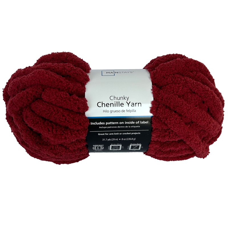 Rust Chunky Chenille Yarn 31.7 Yards - Super Bulky Polyester Knitting