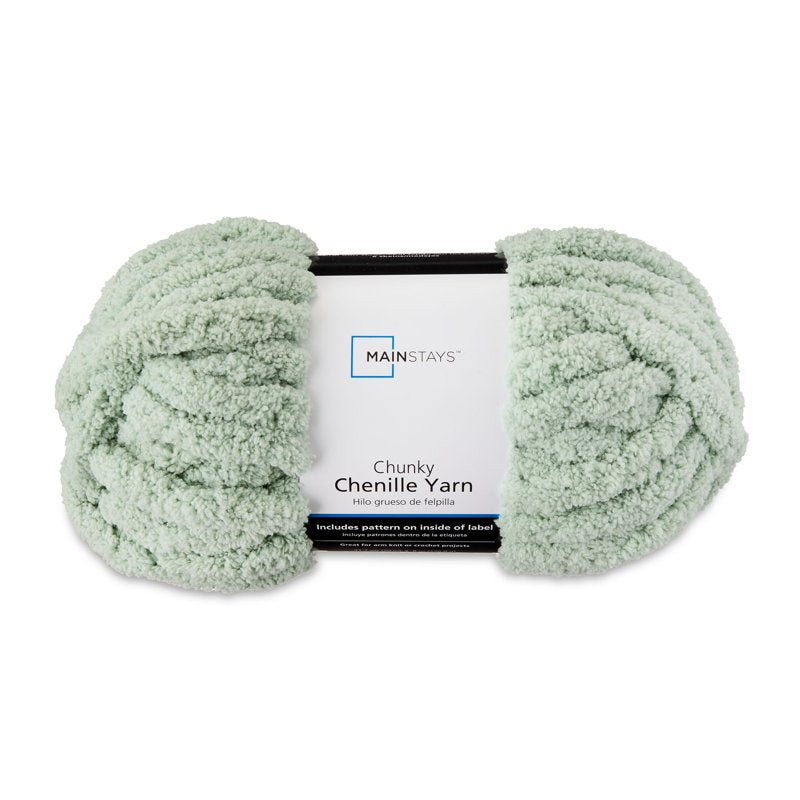 Chunky Chenille Yarn - Super Bulky, Sage, 31.7 Yards, 100% Polyester