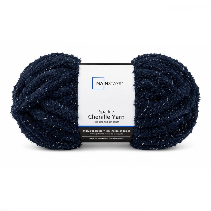 Sparkle Chenille Yarn Blue Cove - Super Bulky, Soft Knitting & Crocheting