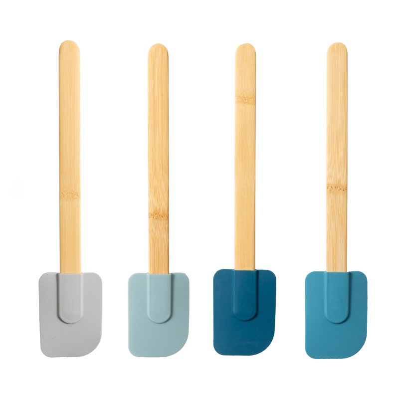 Colorful Silicone Spatula Set with Bamboo Handles - 4 Piece