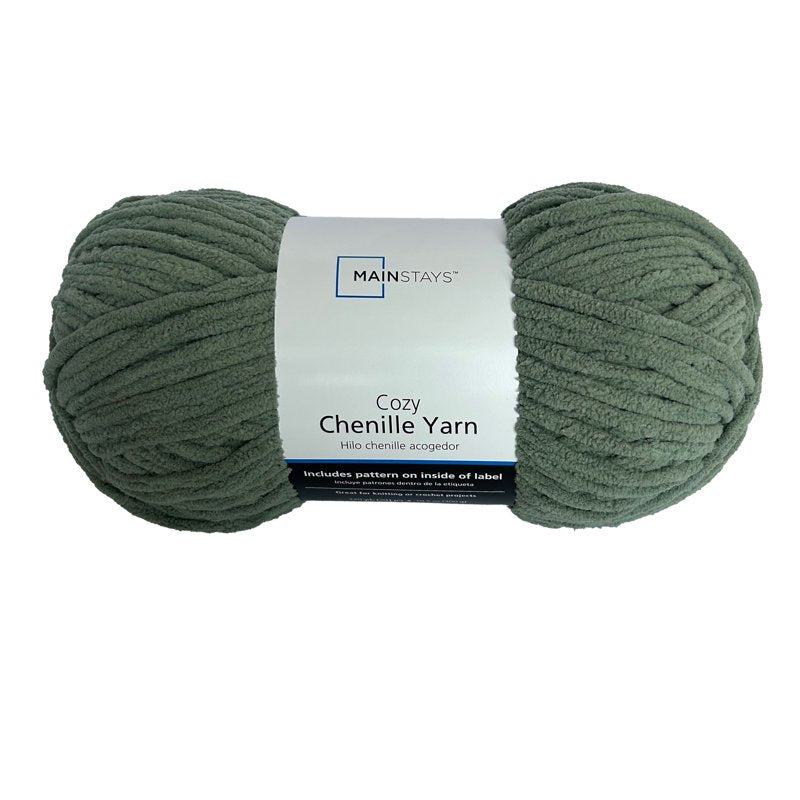 Cozy Chenille Yarn - Smoke Green, Bulky, 220 Yards, 100% Polyester - Single