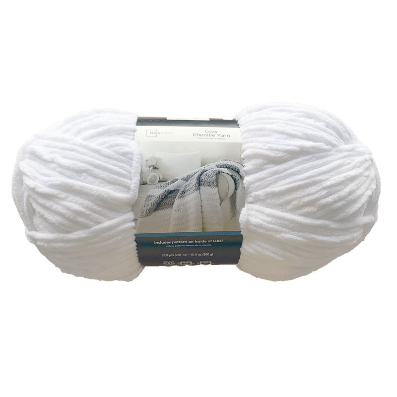 Bulky Chenille Yarn - Arctic White 220 Yards, Soft Polyester for Knitting & Crochet - Variation of THIS listing