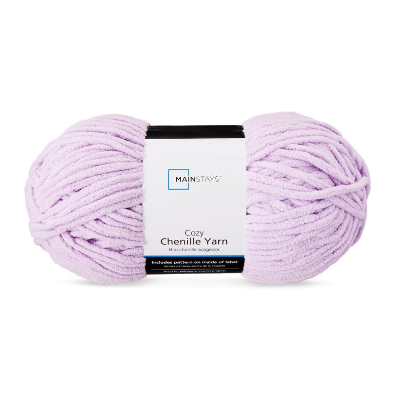 Bulky Lilac Chenille Yarn - 220 Yards Soft Polyester for Knitting & Crafting
