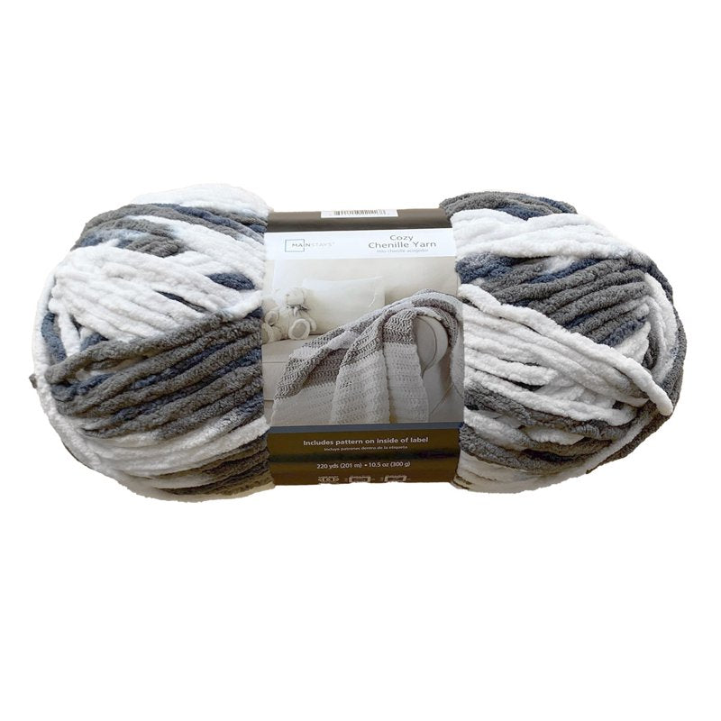 Bulky Multi-Blue Chenille Yarn - 220 Yards, Soft Polyester, Knitting & Crafting