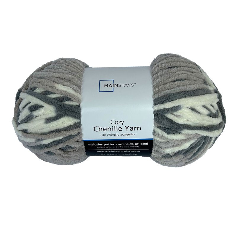 Super Bulky Chenille Yarn - Multi Neutral, 220 yd, 100% Polyester - Single