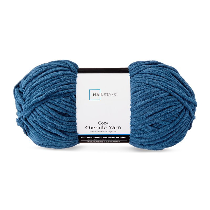 Bulky Chenille Yarn - Orion Blue, 220 yd, 100% Polyester, Mainstays