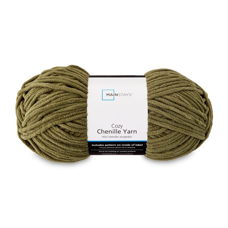 Mainstays Cozy Chenille Yarn - Winter Moss, 220 yd, Bulky, 100% Polyester - Single