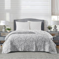 Mainstays Floral Stitched Quilt - Full/Queen Light Grey Reversible Bed Cover