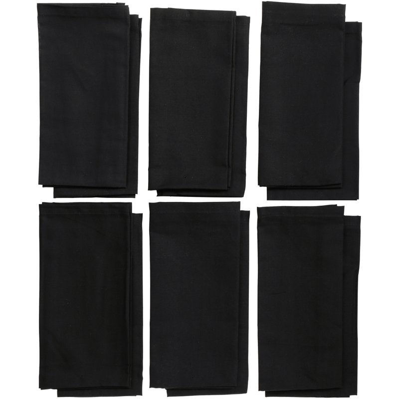 Easy Care Fabric Napkin Set of 12 - Rich Black