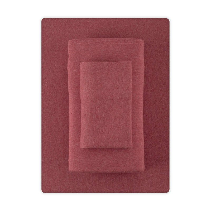 Cotton Rich Jersey Twin-XL Bed Sheet Set - Red Sedona, 3 Pieces