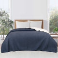 Cotton-Rich Jersey Quilt for Full/Queen Bed - Reversible Indigo Blue