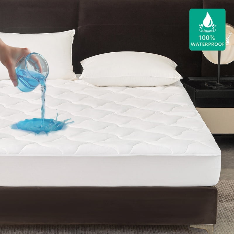 King Waterproof Mattress Pad with Extra Thick Quilted Microfiber Cover - Stayz N Place Skirt
