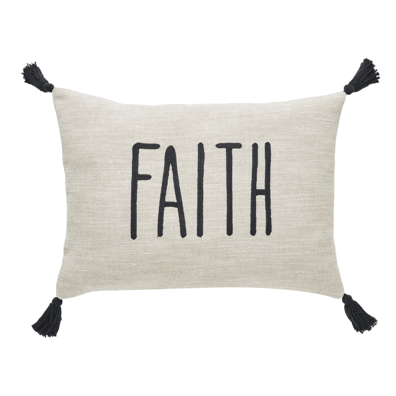 Lumbar Throw Pillow with Faith Text - Tan & Black, 14 x 20 Inch - Indoor Decor - Variation of THIS listing