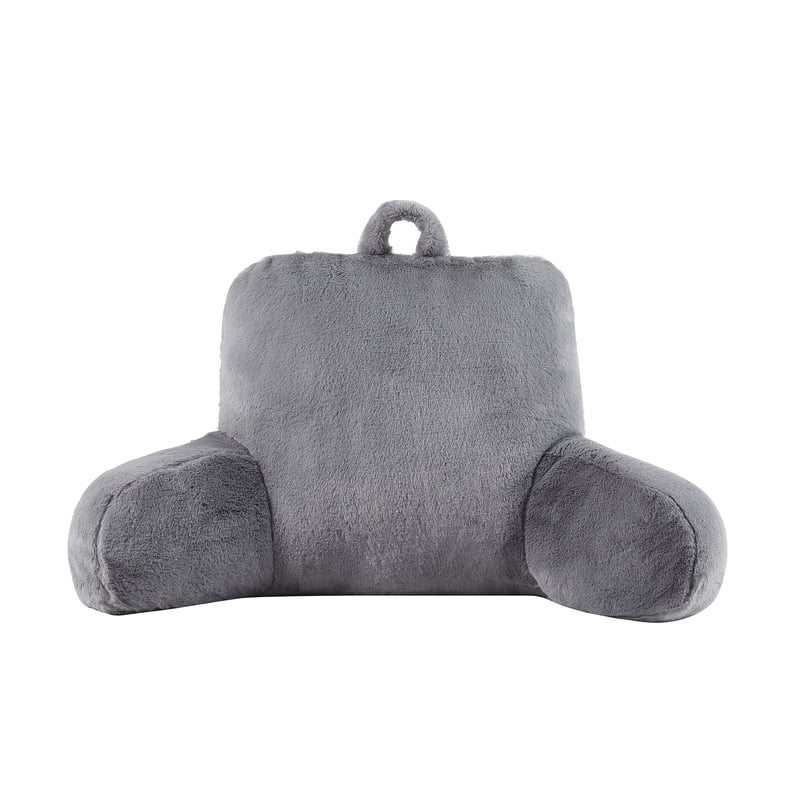 Faux Fur Plush Backrest Pillow - Gray, 18.5 x 32.5 x 10 Inches, Cozy Lounge Support