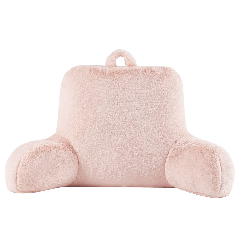 Mainstays Faux Fur Plush Bed Rest Pillow - Peach Pink, 18.5 x 32.5 in