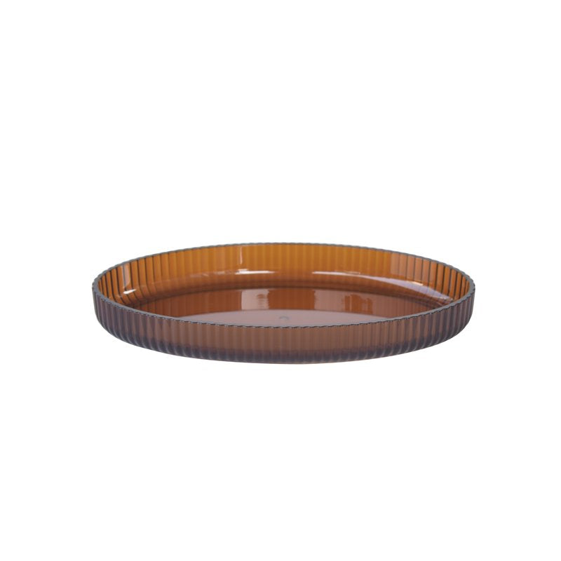 Fluted Bathroom Trinket Tray - Brown Plastic Organizer